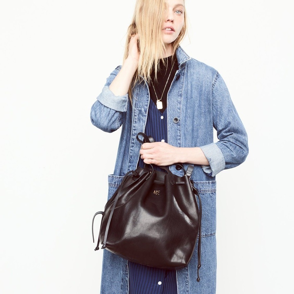 MADEWELL 100% leather medium drawstring tote
